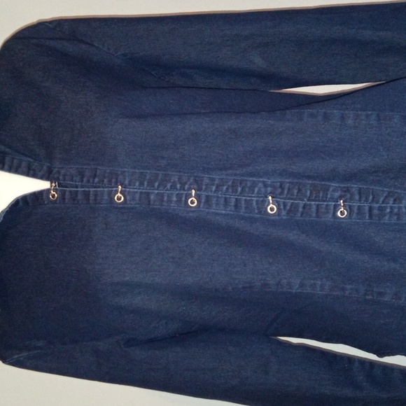 Denim Top with Silver Hook Buttons - Large / Stretch - Picture 3 of 9